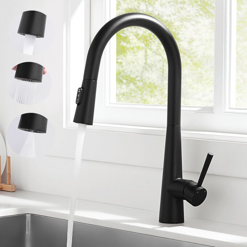 foto del prodotto cecipa miscelatore cucina con doccetta estraibile rubinetto lavello 3 modalit di uscita acqua rotazione a 360 rubinetto cucina acqua calda