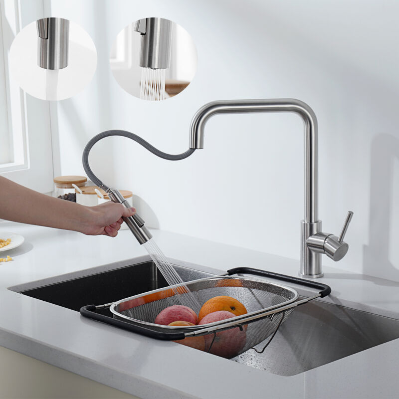 foto del prodotto cecipa miscelatore cucina con doccetta estraibile rubinetto lavello in acciaio inox girevole a 360 con 2 modalit di uscita acqua spazzolato