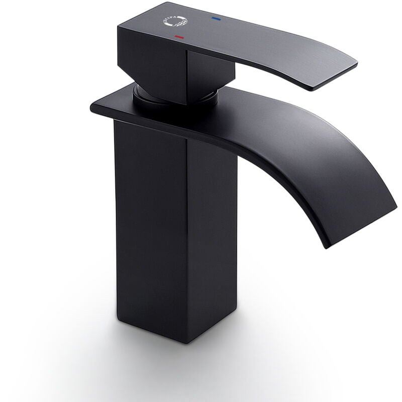 foto del prodotto cecipa nero rubinetto bagno lavabo cascata, miscelatore lavabo bagno, rubinetto lavabo, rubinetto bagno lavabo, miscelatore per bagno, valvola in