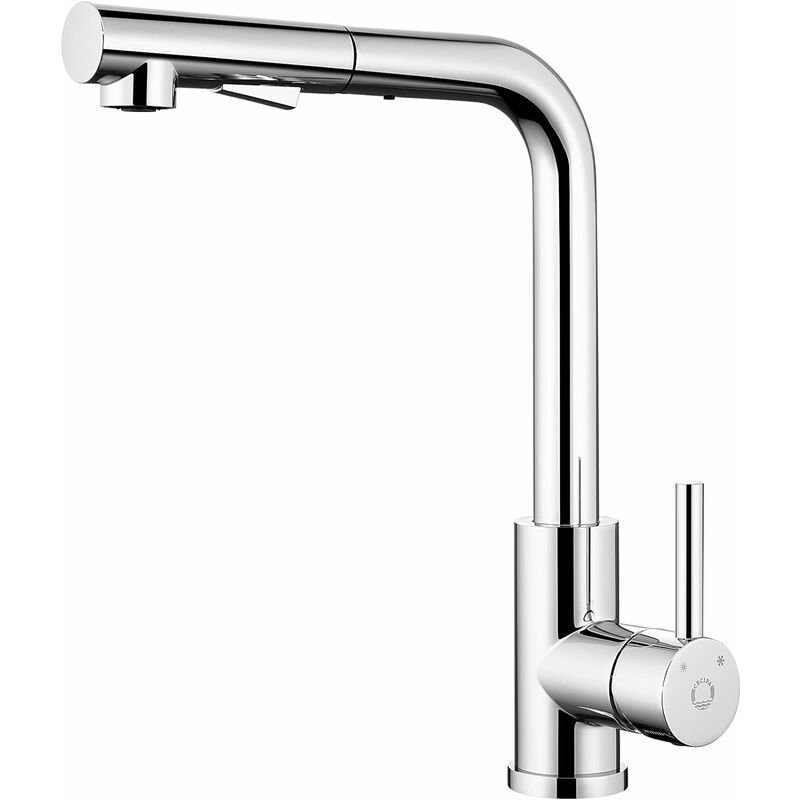 foto del prodotto cecipa rubinetto lavello cucina rubinetto cucina con doccetta estraibile, miscelatore cucina con 2 tipi di getti, rubinetti cucina monocomando in