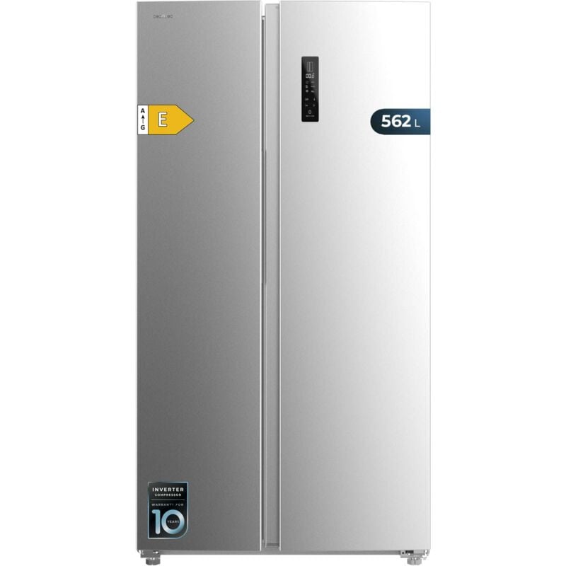 foto del prodotto cecotec american fridge side by side 562l bolero coolmarket sbs 562 inox e. 177x91,2cm, compressore inverter plus, basso consumo, no frost,
