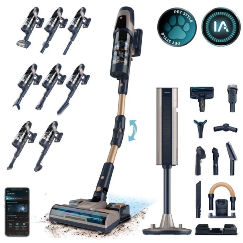 foto del prodotto cecotec aspirapolvere verticale blcd conga rockstar 11500 odyssey station connected ia