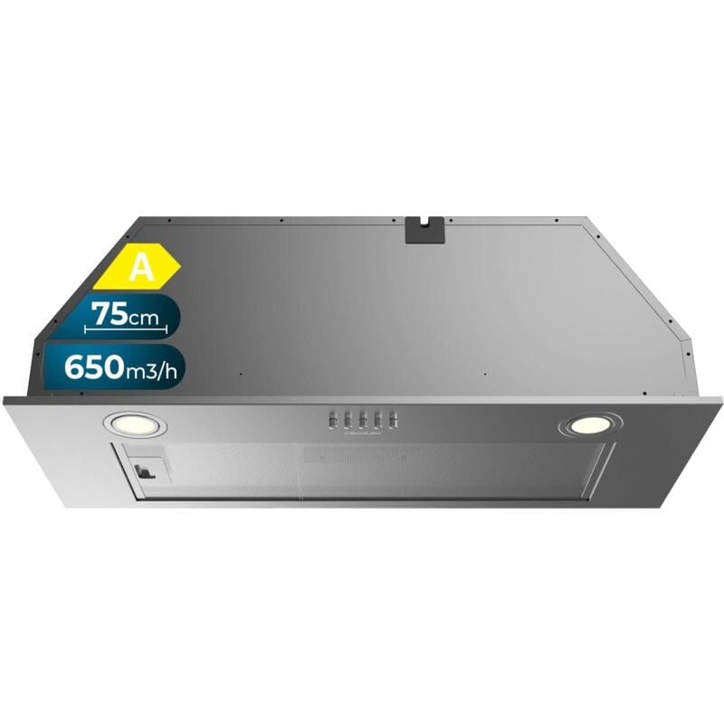 foto del prodotto cecotec bolero cappa aspirante integrata 75cm flux im 756500 inox a. potenza di aspirazione 650m3 h, motore 165w, controllo meccanico, 3 livelli de