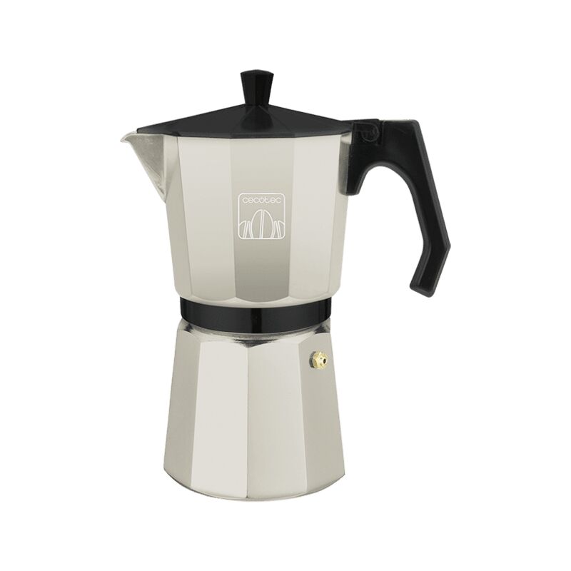 foto del prodotto cecotec caffettiera italiana cumbia mokclassic 300 beige, in alluminio, capacit di 150 ml per 3 tazze, adatta a qualsiasi tipo dicucina, parti