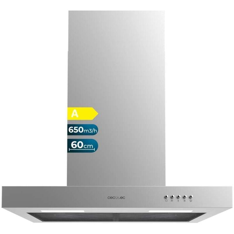 foto del prodotto cecotec cappa flux tm 606500 inox t bolero flux a de 60cm de largo, finitura in acciaio inox, aspirazione 650m3 h, motore 165w, classe a, controllo