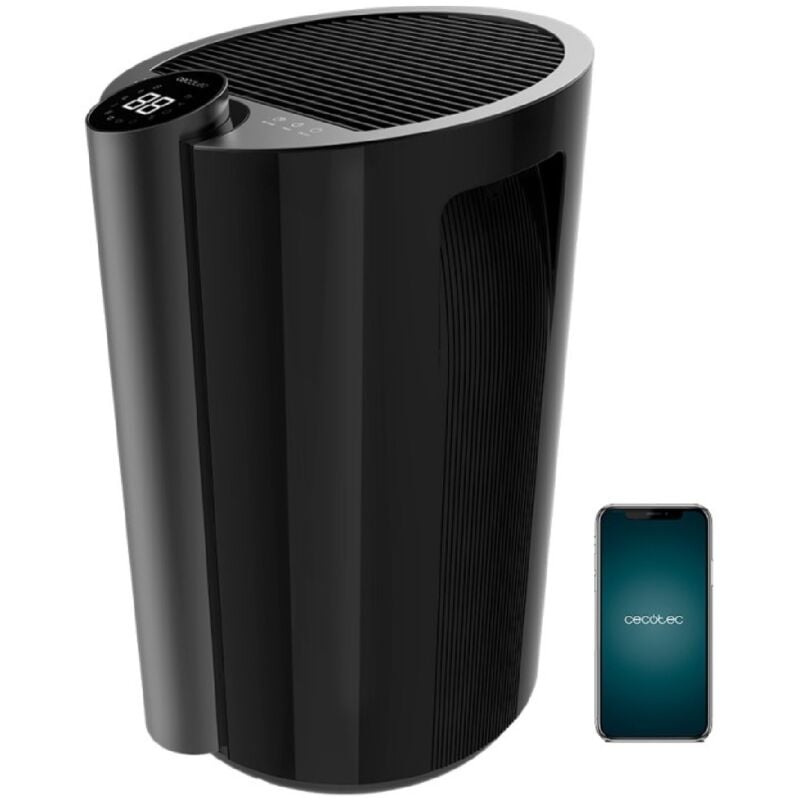 foto del prodotto cecotec deumidificatore con timer bigdry 9000 professional nero collegato. 320 w, deumidifica 20l giorno, serbatoio rimovibile di 4,5 litri,