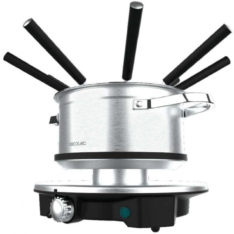 foto del prodotto cecotec fondue elettrica per formaggio, cioccolato e olio, con 1500 w e 8 forchette.