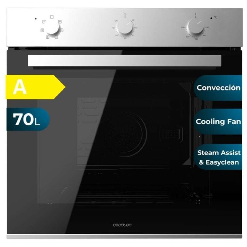foto del prodotto cecotec forno integrato multifunzione 70l bolero hexa m236000 linea time. 2800w, 6 funzioni, timer, steam base xxl, steam assist, steam easyclean,