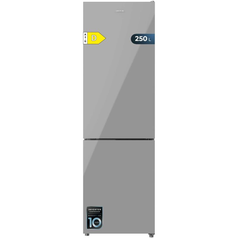 foto del prodotto cecotec frigorifero combi bolero coolmarket combi 250 vetro grigio d. compressore inverter plus, vetro grigio 180x55cm, 250l, no frost, classe d,