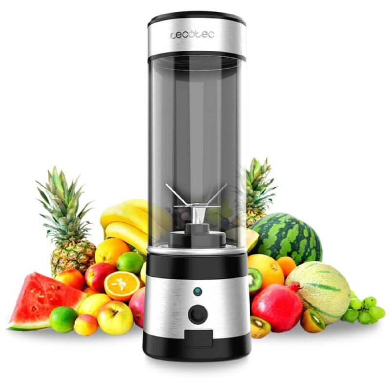 foto del prodotto cecotec frullatore per smoothies con recipiente portatile, 4 lame con rivestimento in titanio nero da 126 w.