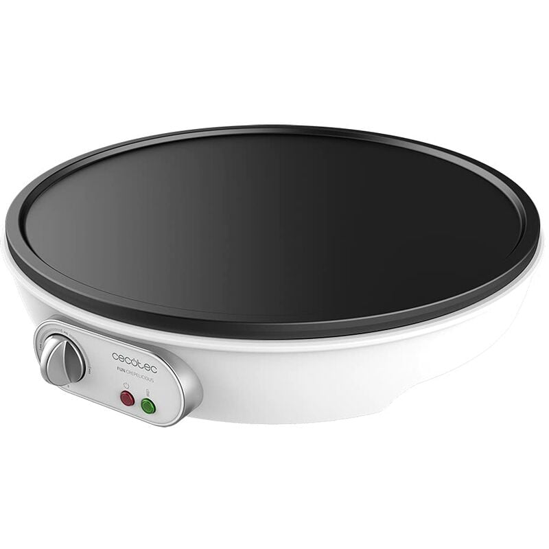 foto del prodotto cecotec fun crepelicious crepe maker elettrico 1000 w, piastra antiaderente, potenza regolabile, spia luminosa, rullo e spatola inclusi, diametro