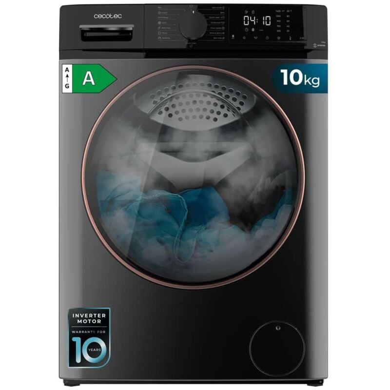 foto del prodotto cecotec lavatrice 10kg carico frontale bolero dresscode 10610 inverter acciaio a. 1400 rpm, steam max, motore inverter plus, 15 programmi, onsmart,