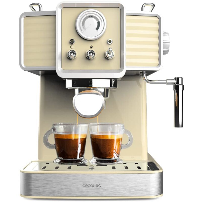 foto del prodotto cecotec macchina da caff espresso power espresso 20 tradizionale light yellow. 1350 w, capacit 1,5 l, espresso e cappuccino, 20 bar e