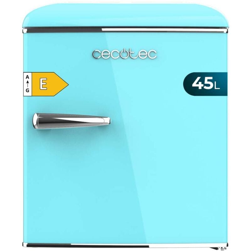 foto del prodotto cecotec mini frigo retr da tavolo 45l bolero coolmarket tt origine 45 blu. 55 cm di altezza e 44,7 cm di larghezza, classe energetica e,