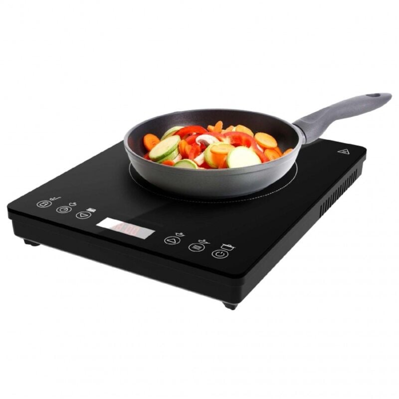 foto del prodotto cecotec piastra a induzione full magma slim con design in vetro, display touch, 8 livelli di potenza e timer.