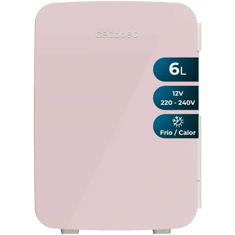 foto del prodotto cecotec piccolo frigo bolero minicoling 6l bahamas pink. capacit 6 l, funzionamento 12 220 v, compatibilecon auto e caravan, funzione caldo e