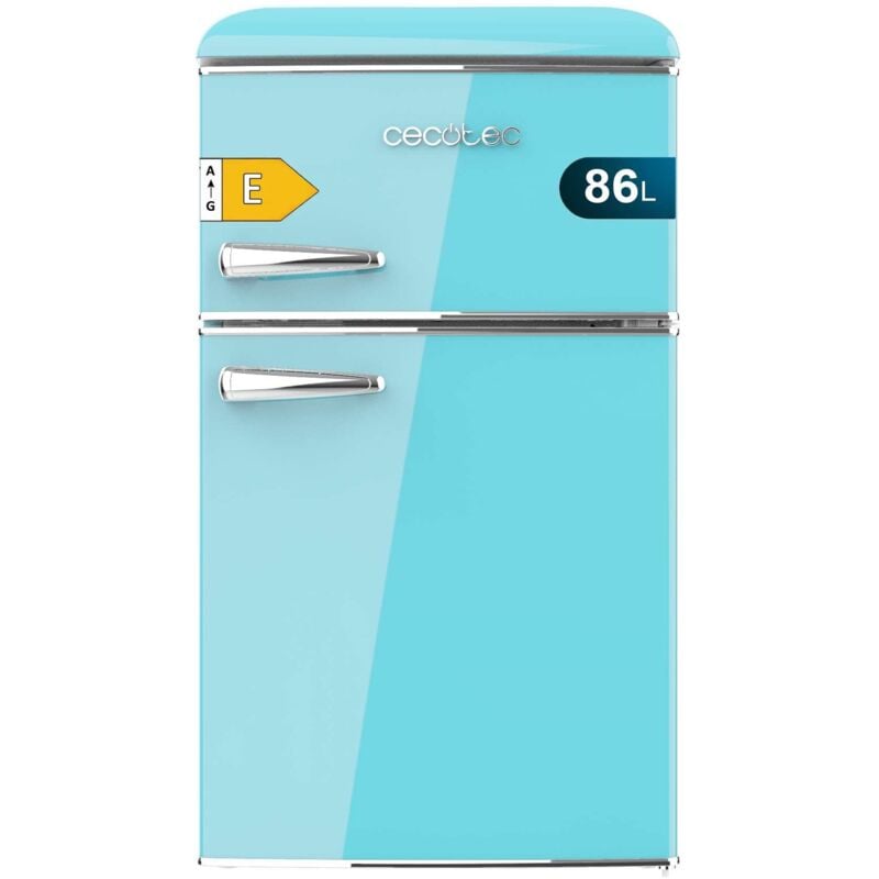 foto del prodotto cecotec piccolo frigorifero 2 porte retro 86l bolero coolmarket 2d origine 86 blu e. 89,3cm dealtezza e 48,7cm delarghezza, classe energetica e,