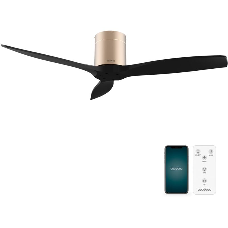 foto del prodotto cecotec ventilatore da soffitto de energysilence aero 5500 aqua goldblack connected, motore dc 40w, diametro 132 cm, bassa potenza, wifi,
