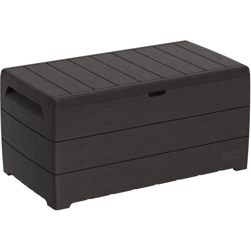 foto del prodotto cedargrain durabox 416 litri, contenitore per esterni, in plastica, e organizer per mobili da giardino, struttura in venatura del legno, scatola per