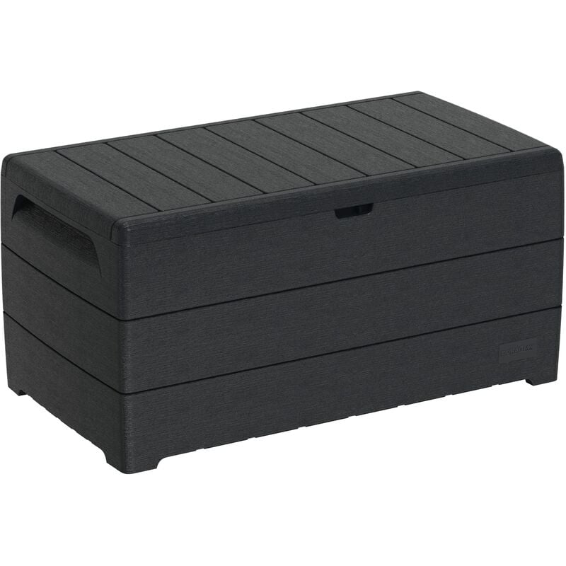foto del prodotto cedargrain durabox 416 litri, contenitore per esterni, in plastica, e organizer per mobili da giardino, struttura in venatura del legno, scatola per