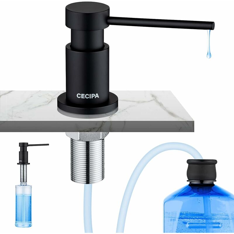 foto del prodotto ceicpa dispenser sapone cucina per lavello, dispenser di sapone liquido con flacone da 300 ml e tubo di prolunga da 1,2 m, dosatore sapone da incasso