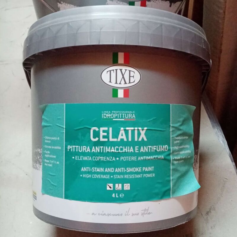 foto del prodotto celatix 4lt pittura bianca antimacchia e antifumo lavabile interni tixe