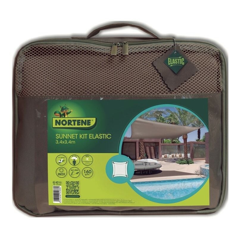 foto del prodotto celloplast vela parasole elastica sunnet kit elastic taupe quadrata 3,40m x 3,40m nortene