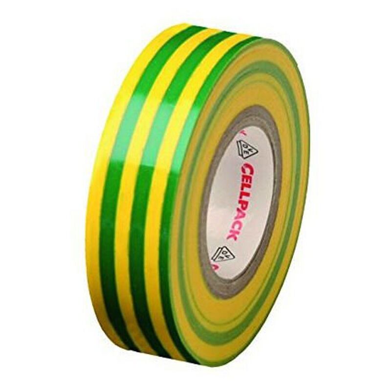 foto del prodotto cellpack nastro isolante giallo verde in pvc 0.15mm x 19mm x 25m 145796