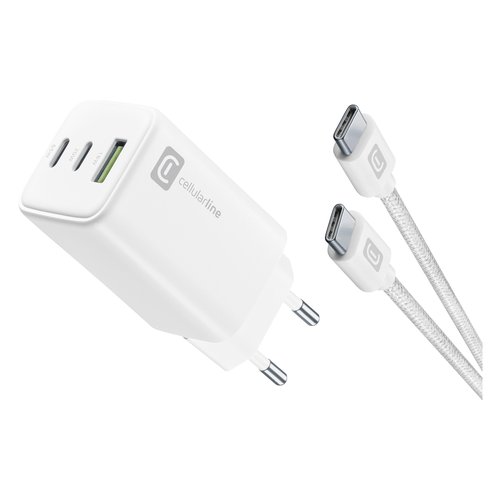 foto del prodotto cellularline multipower 65w kit smartphone, tablet e laptop caricabatterie da rete 65w con cavo usb c to usb c incluso