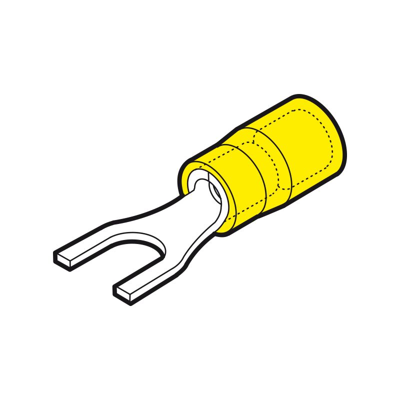 foto del prodotto cembre capicorda giallo forcella con vite da 4mm isolato per quadri elettrici cemgpu4