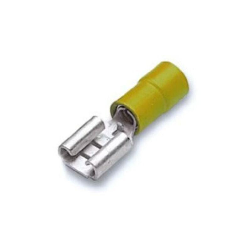 foto del prodotto cembre faston femmina giallo 6,35x0,8 4 6mm confezione da 100 pz gf f608