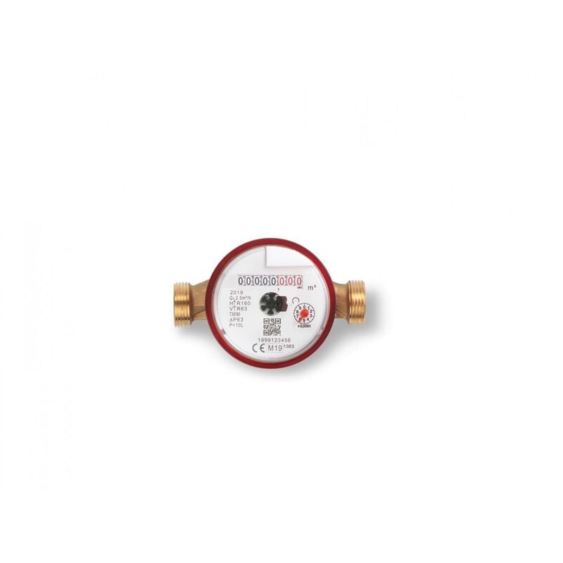 foto del prodotto centrale brico somatherm for you, misuratore di acqua a getto singolo per acqua calda, calibro 15, maschio 20 27, conforme mid, lettura su 8 rulli,