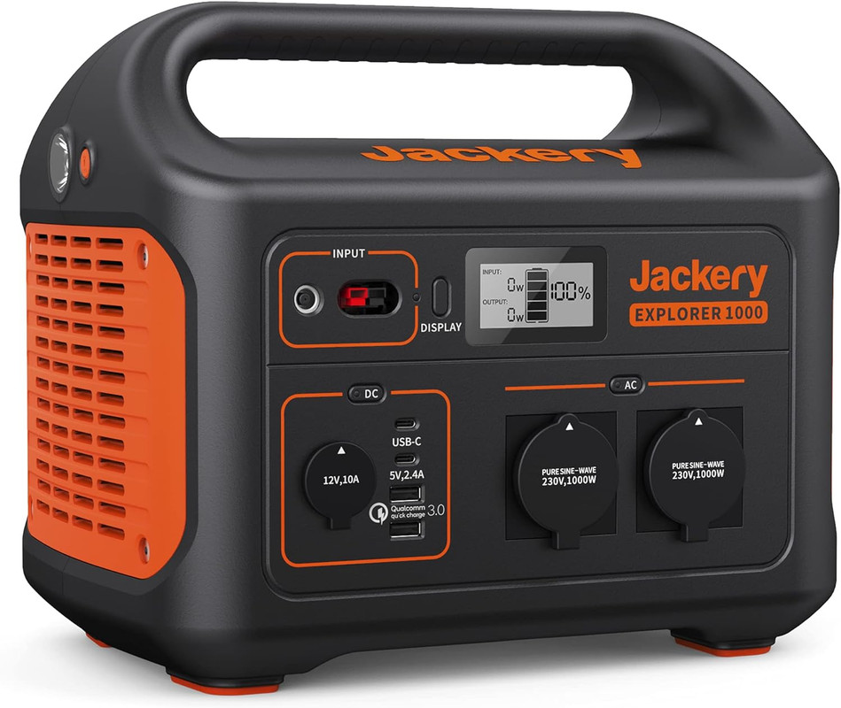 foto del prodotto centrale elettrica portatile jackery explorer 1000, batteria al litio mobile solare da 1002wh, per campeggio