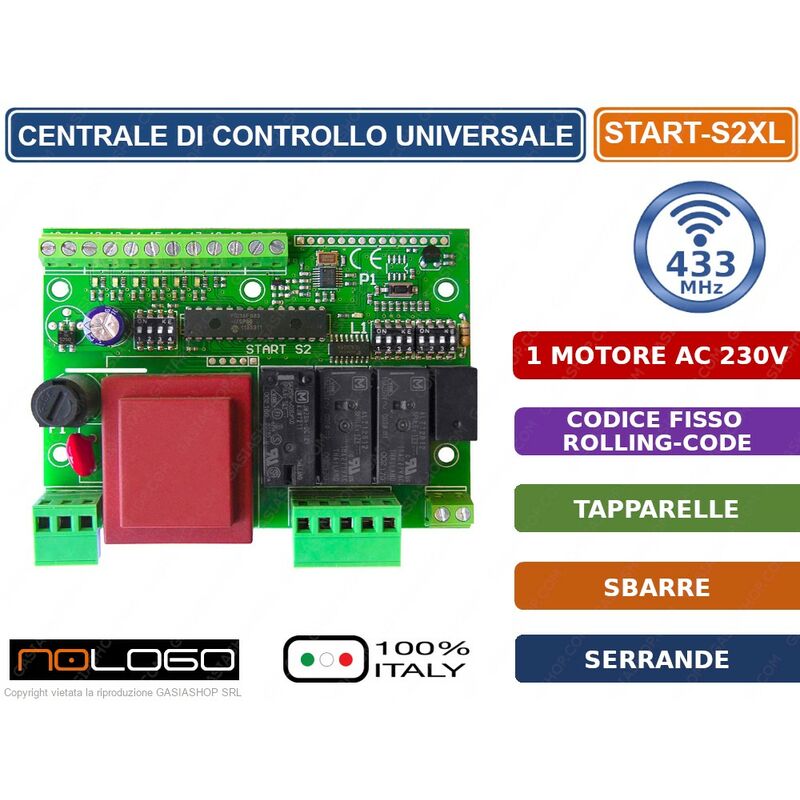 foto del prodotto centralina centrale di comando universale 1 motore 230vac per serrande tapparelle e sbarre start 2xl