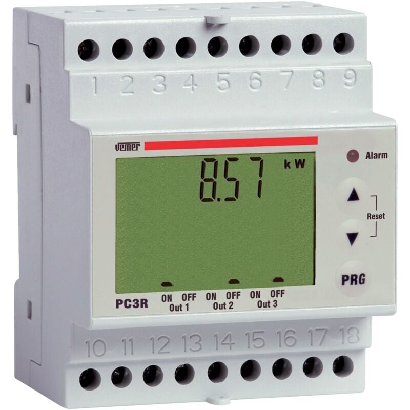 foto del prodotto centralina controllo carichi su guida din 3 carichi vemer ve467700 pc3r bianco