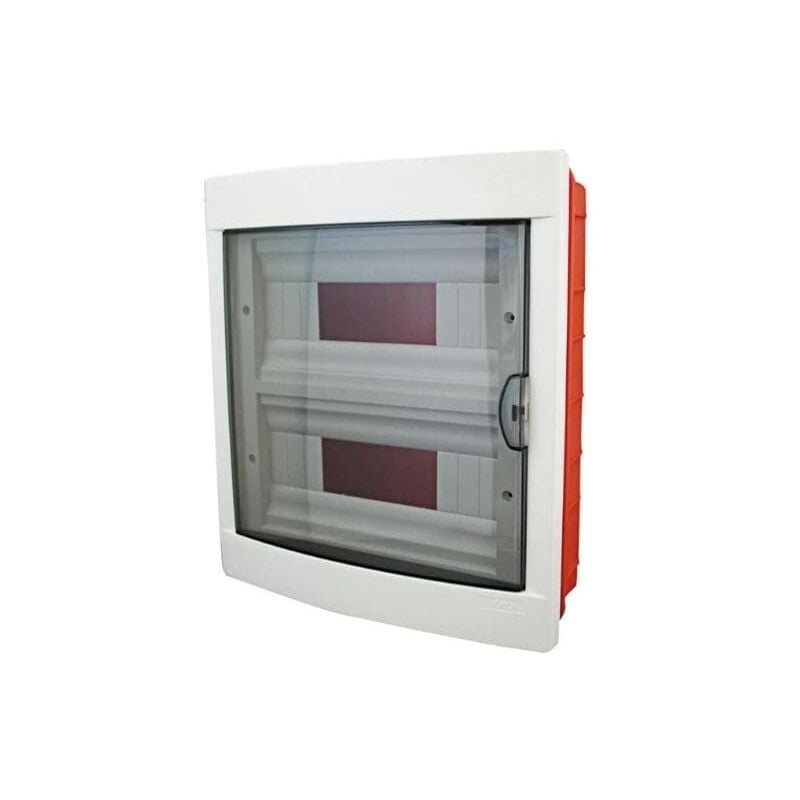 foto del prodotto centralino da incasso 24 moduli con cornice bianca e portello fumè 315x365x80mm ip40 faeg - fg14324