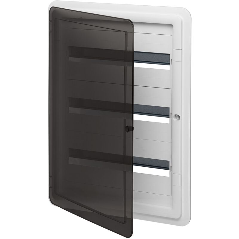 foto del prodotto centralino estetico incasso 54m completo di guida din nero fum vimar v53154