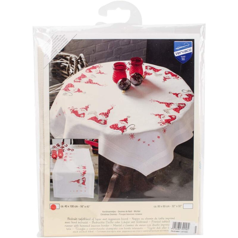 foto del prodotto centrotavola prestampato gnomi di natale ricamo biancheria da tavola set fai da te size kit hobby creativi adulti casa decor embroidery runner punto