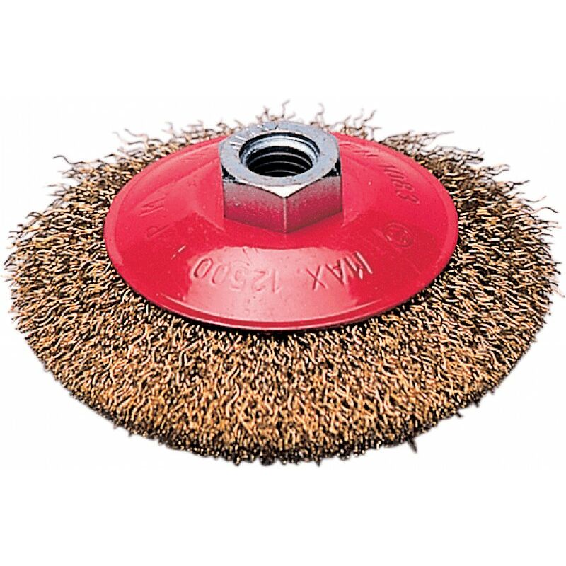 foto del prodotto cepillo acero m14 latonado oblicuo 100x10 mm.