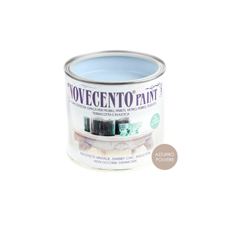 foto del prodotto cera novecento - novecento chalk paint azzurro polvere pittura lavabile inodore senza primer 500 ml azzurro polvere