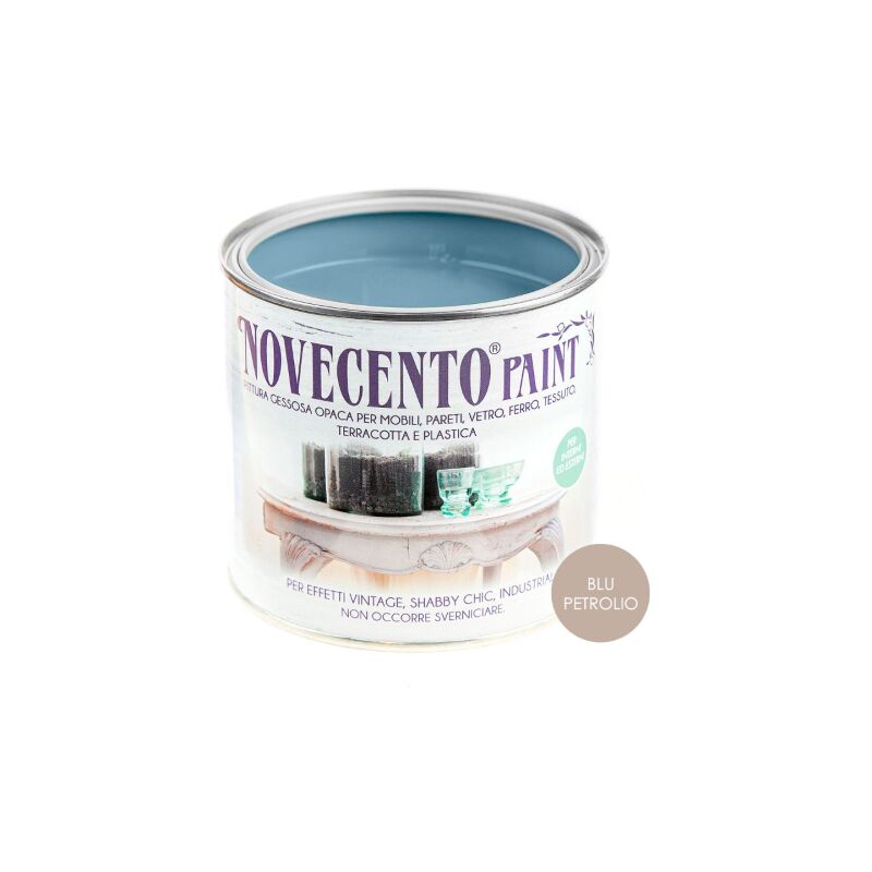 foto del prodotto cera novecento novecento chalk paint blu petrolio pittura lavabile inodore senza primer 500 ml blu petrolio