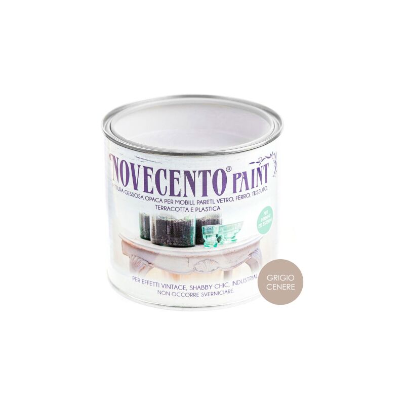 foto del prodotto cera novecento novecento chalk paint grigio cenere pittura lavabile inodore senza primer 500 ml grigio cenere