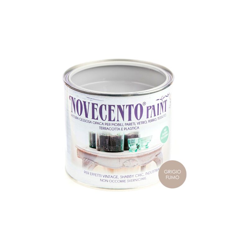 foto del prodotto cera novecento novecento chalk paint grigio fumo pittura lavabile inodore senza primer 500 ml grigio fumo