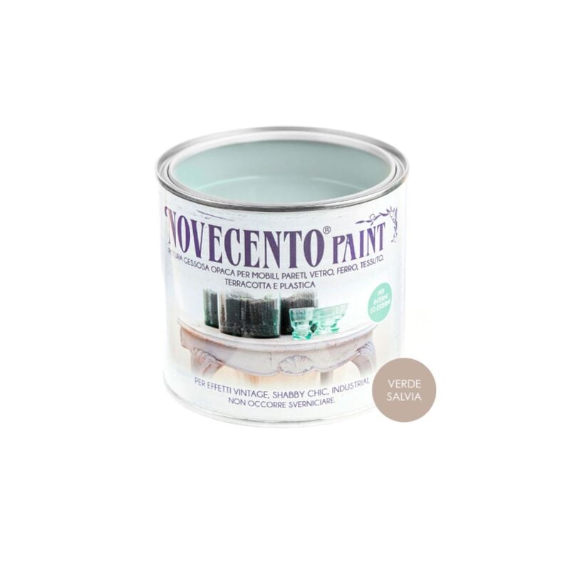 foto del prodotto cera novecento novecento chalk paint verde salvia pittura lavabile inodore senza primer 500 ml verde salvia