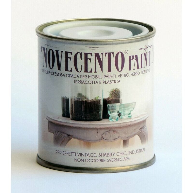 foto del prodotto cera novecento - pittura gessosa opaca shabby chic per mobili pareti vetro gesso novecento paint - formato 500 ml - colore chiaro di luna