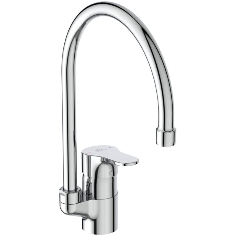 foto del prodotto cerabase, miscelatore cucina monocomando da appoggio a bocca alta, bc844aa, cromato ideal standard