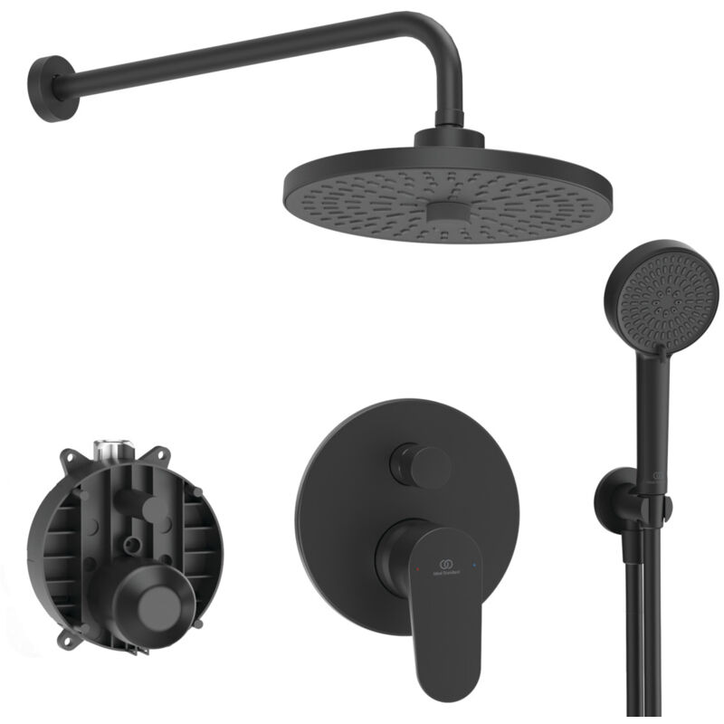 foto del prodotto cerafine o, kit bundle doccia con miscelatore ad incasso completo vasca doccia, soffione tondo da 26cm, doccetta multifunzione, flessibile da 1.75mt,