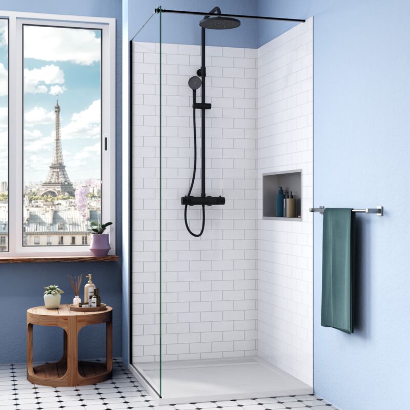 foto del prodotto ceramia piatto doccia alda 90x90 cm in pietra sintetica resistente, bianco opaco ald15 9090b 