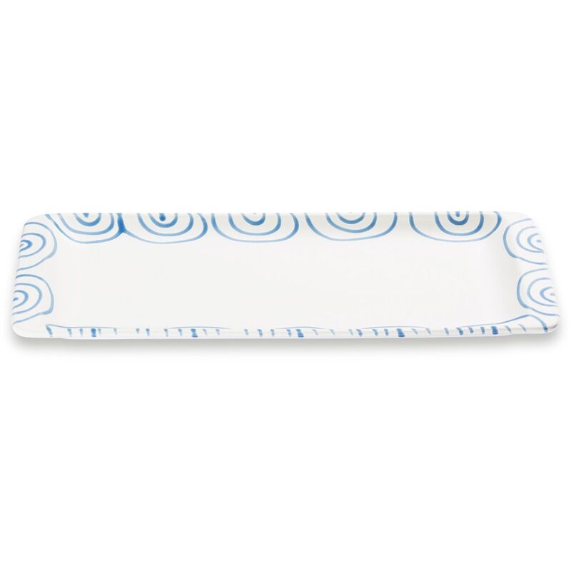 foto del prodotto ceramica blu fiammata di gmundner, piatto stollen 42 x 16 cm