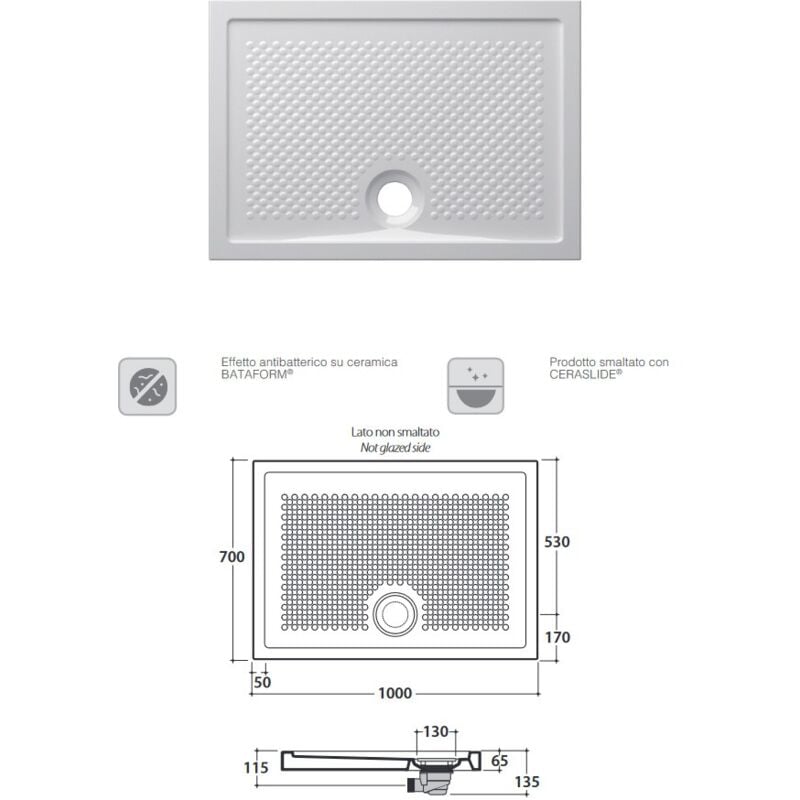 foto del prodotto ceramica globo docciaviva piatto doccia 70x100 bianco lucido codice prod dv101bi